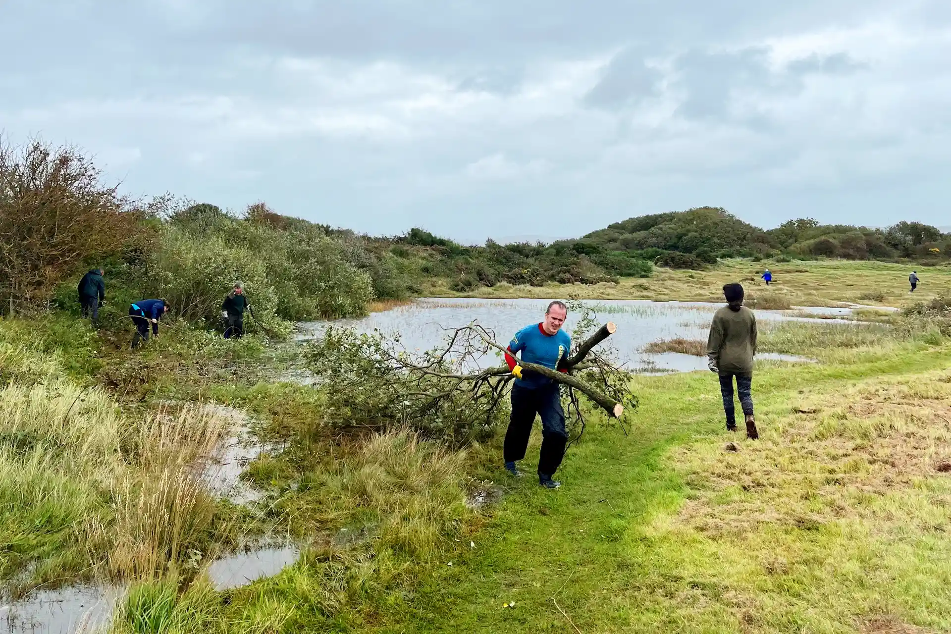 Andy Portnell clearing scrub at Hodbarrow RSPB Reserve in Cumbria