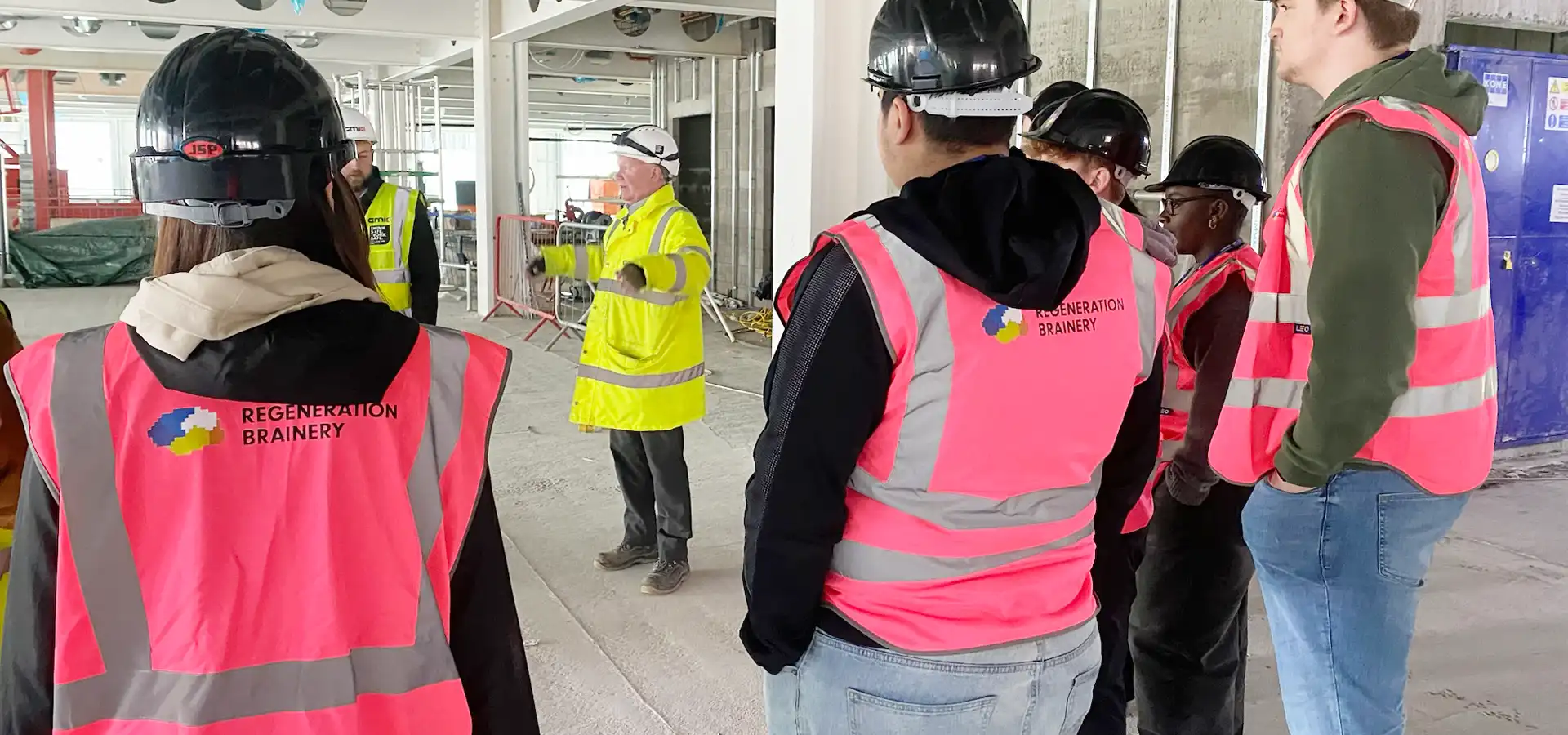 students touring circle square as part of regeneration brainery's 2024 Manchester bootcamp